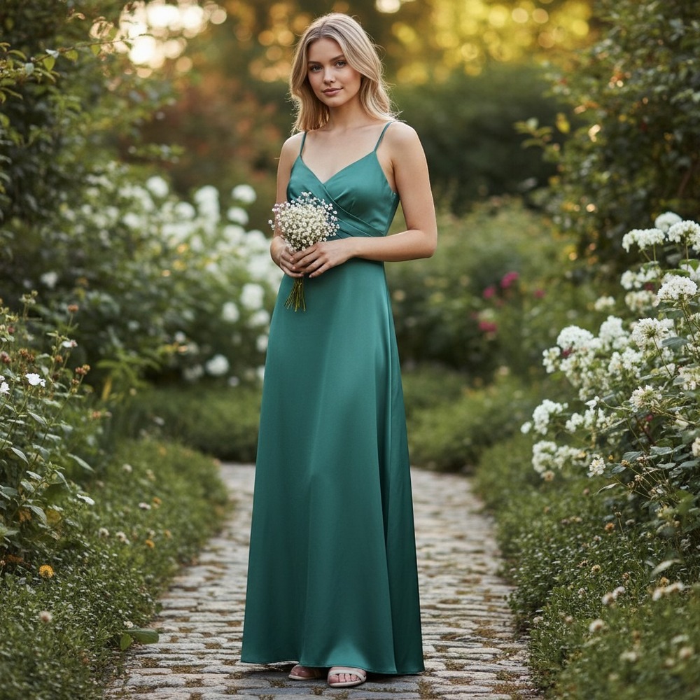 Birdy Grey Women Christina Maxi Dress Emerald Green Large Formal Slit